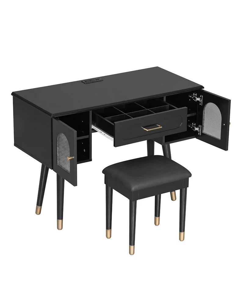 Streamdale Furniture Vanity Makeup Table Set Charging Port