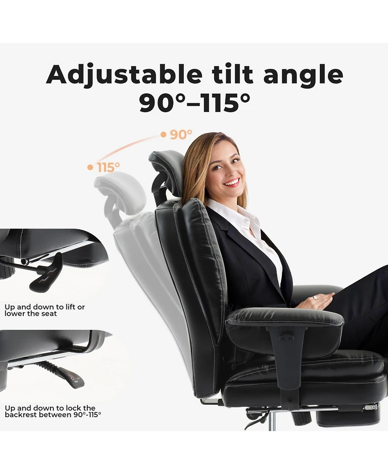 Streamdale Furniture Ergonomic Office Chair 200kg Lumbar Support Headrest - Black