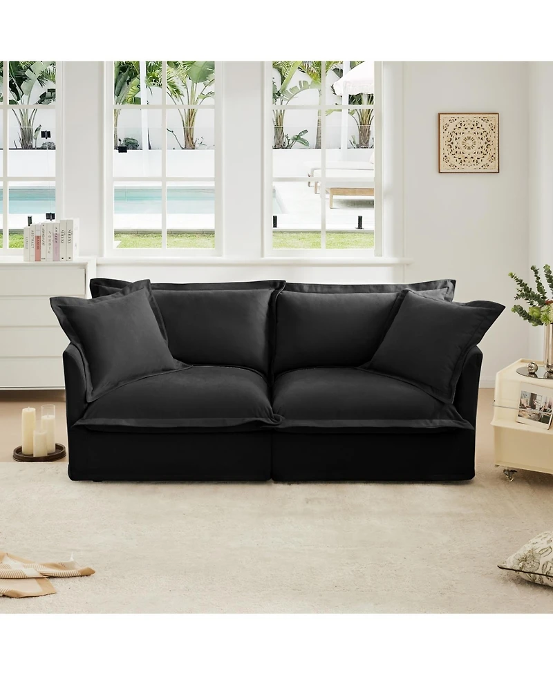 Streamdale Furniture Slipcovered 2-Seat Chenille Sofa Detachable Cover