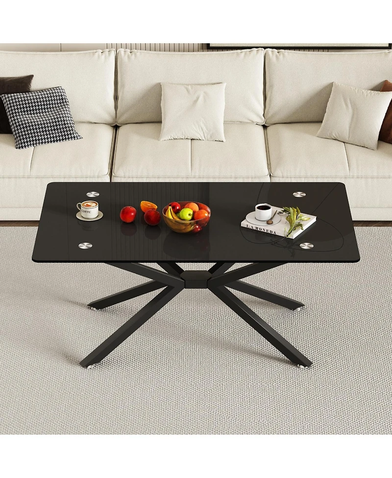 Streamdale Furniture Glass Coffee Table with Metal Legs