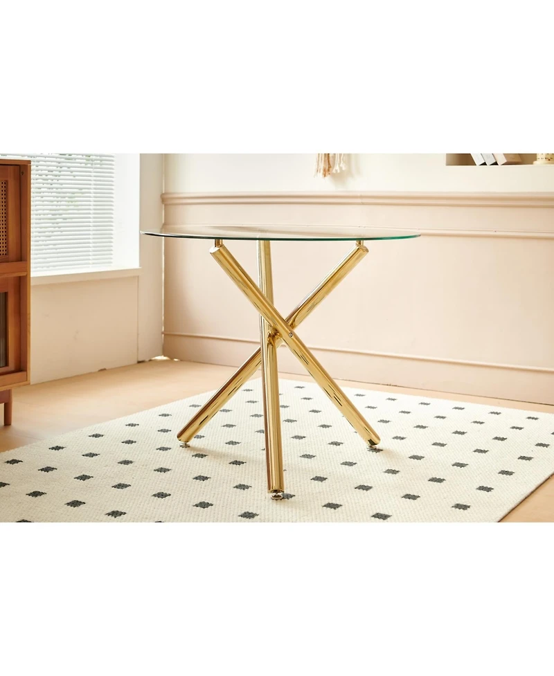 Streamdale Furniture 4–6 Pc. Glass Top Dining Set with Mid-Century Design