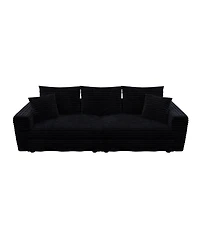 Streamdale Furniture Plush Corduroy 3-Seat Sofa, Modern Comfy Cloud Couch, Deep Seat, Black (Eta-8.28)