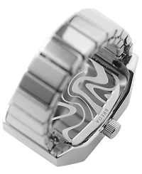 Breda Women's x Dalmata Time Ring Emerald Crystals and Stainless Steel Expandable Ring Watch, 15mm