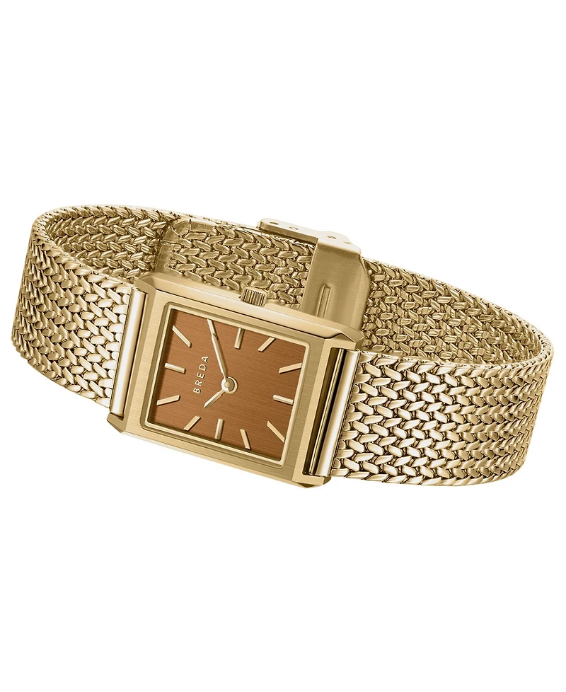 Breda Women's 'Virgil Tethered' Gold Stainless Steel Mesh Watch, 20mm