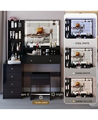 Streamdale Furniture 41" Led Mirror Vanity Table with Stool