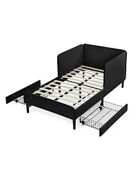 Streamdale Furniture Streamdale Twin Upholstered Platform Bed Frame w/ 2 Drawers, Black