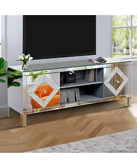 Streamdale Furniture Mirrored Tv Stand for 65+" TVs, Silver