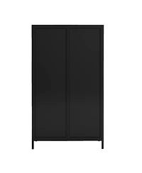 Streamdale Furniture Metal Storage Cabinet with Glass Doors & Open Shelves