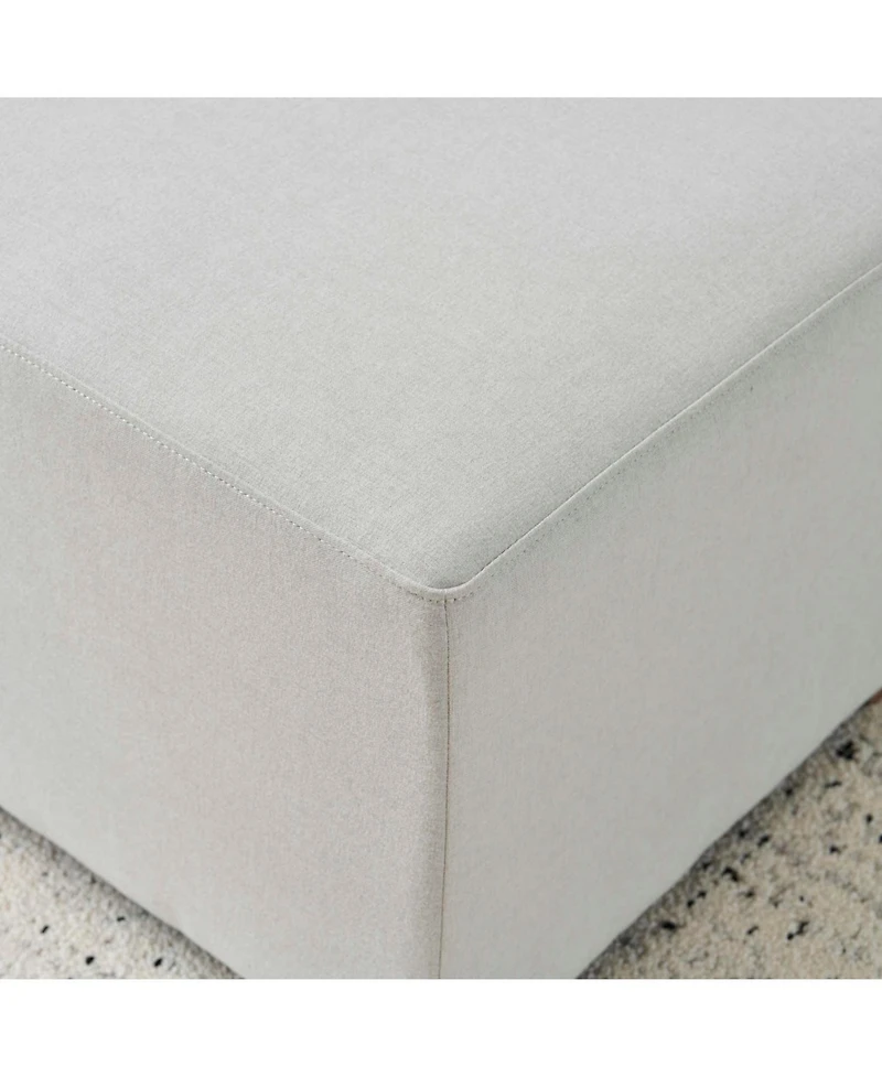 Streamdale Simple White Long Ottoman, Practical Furniture for Living Room and Bedroom