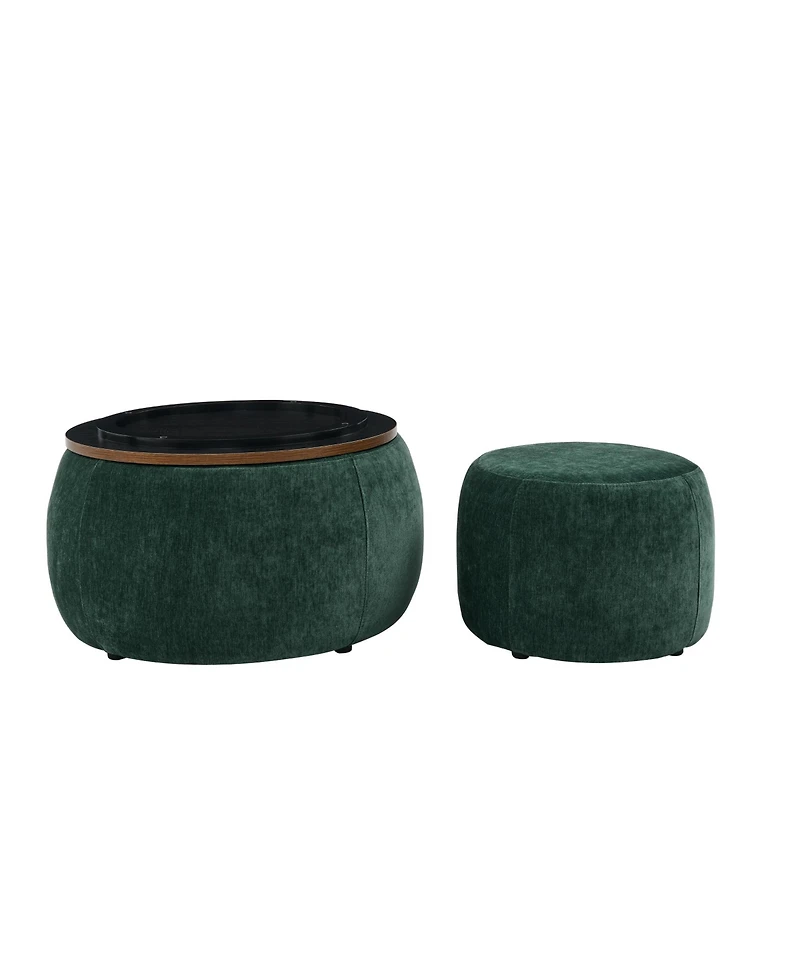 Streamdale Furniture 2-in-1 Round Ottoman End Table