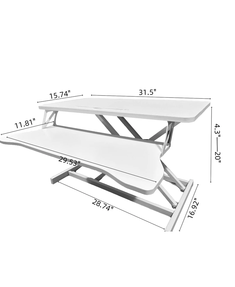 Streamdale Furniture 32" Height-Adjustable Desk Converter with Dual Monitor & Laptop Workstation