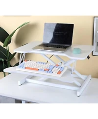 Streamdale Furniture 32" Height-Adjustable Desk Converter with Dual Monitor & Laptop Workstation