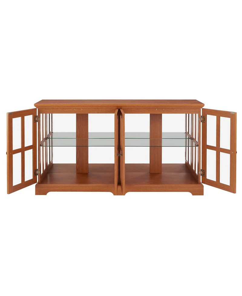 Streamdale Furniture + 1 Pc + Wood (Dark Oak) + Led Lighting + Curio Cabinet