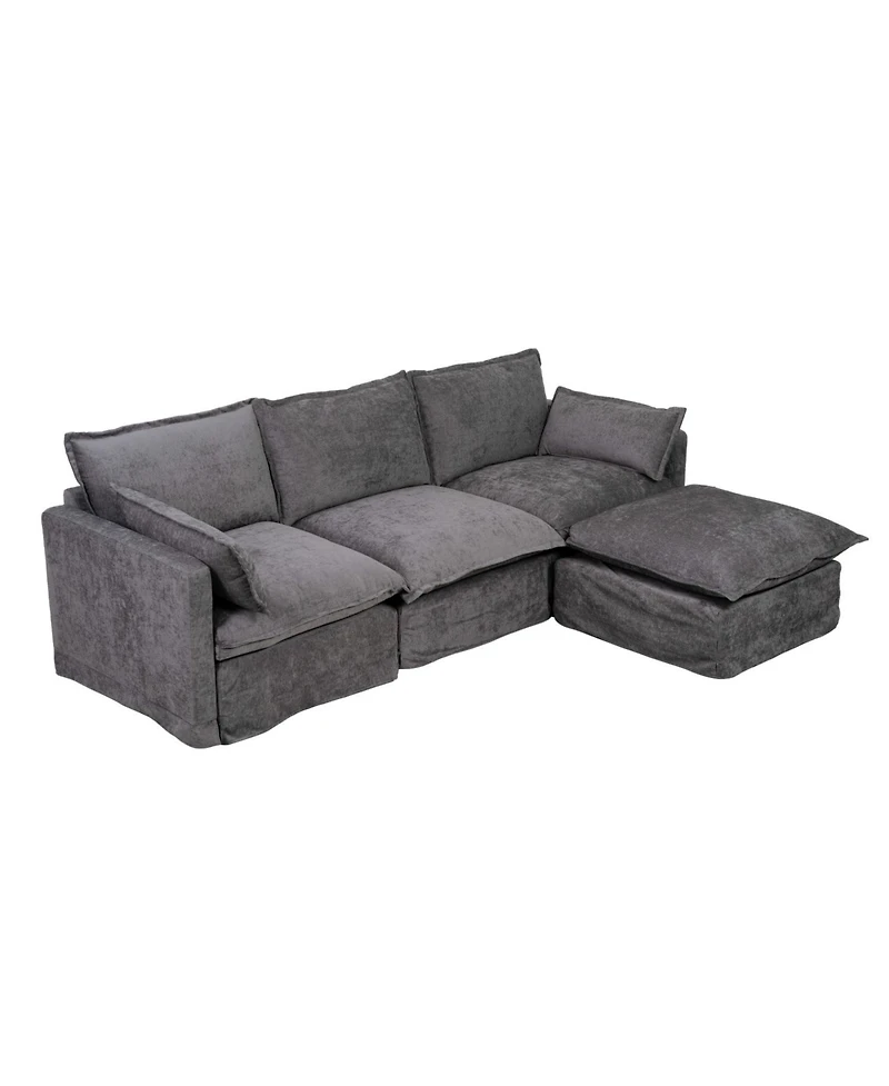 Streamdale Furniture Modern L-Shaped Sectional Sofa with Ottoman