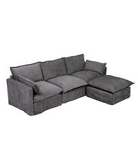 Streamdale Furniture Modern L-Shaped Sectional Sofa with Ottoman