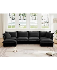 Streamdale Furniture Slipcovered U Shape Sectional Sofa Deep Seat Chenille