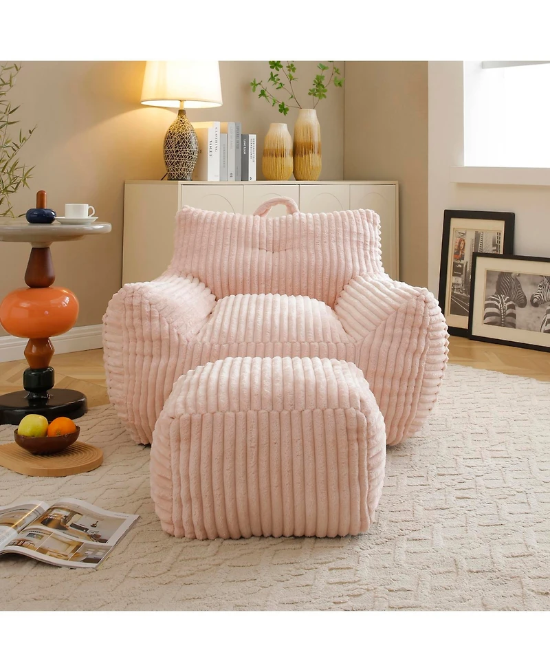 Streamdale Furniture Giant Plush Bean Bag Chair with Footstool