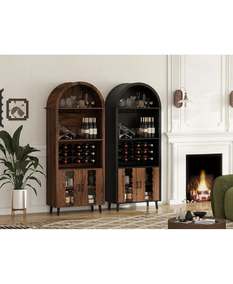 Streamdale Furniture + 71" + Wood (assuming material is wood) + Wine Rack & Glass Holder + Wine Bar Cabinet