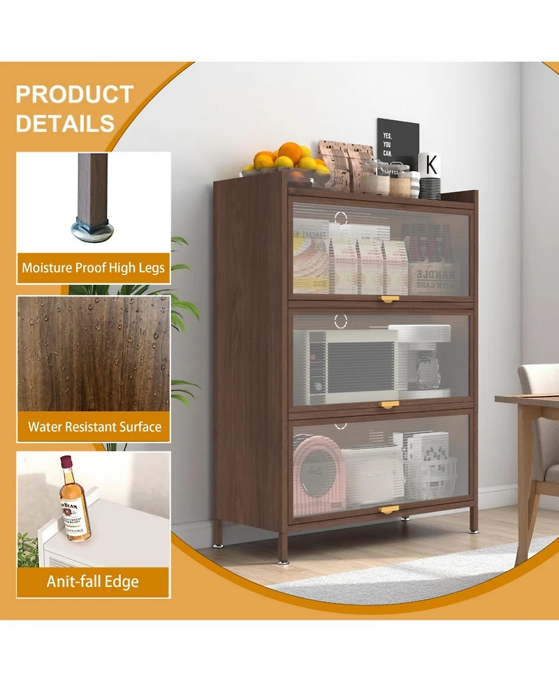 Streamdale Furniture 44" Metal 3-Door Cabinet