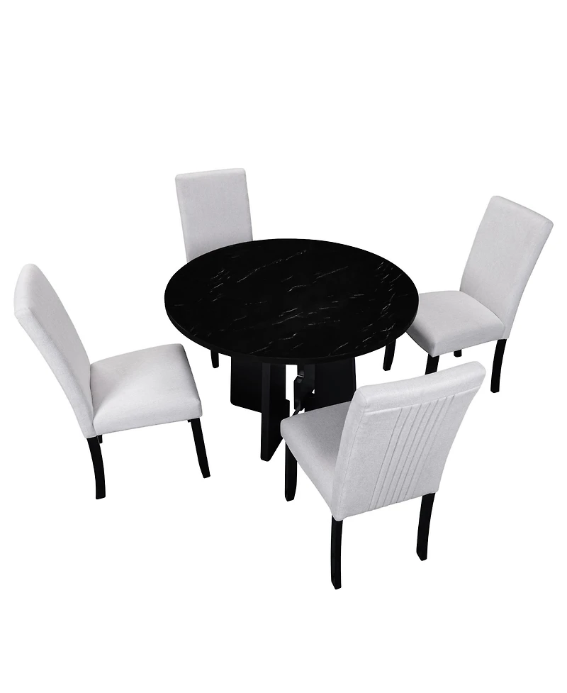 Streamdale Furniture 5-Piece Round Dining Set Chairs & 43" Table