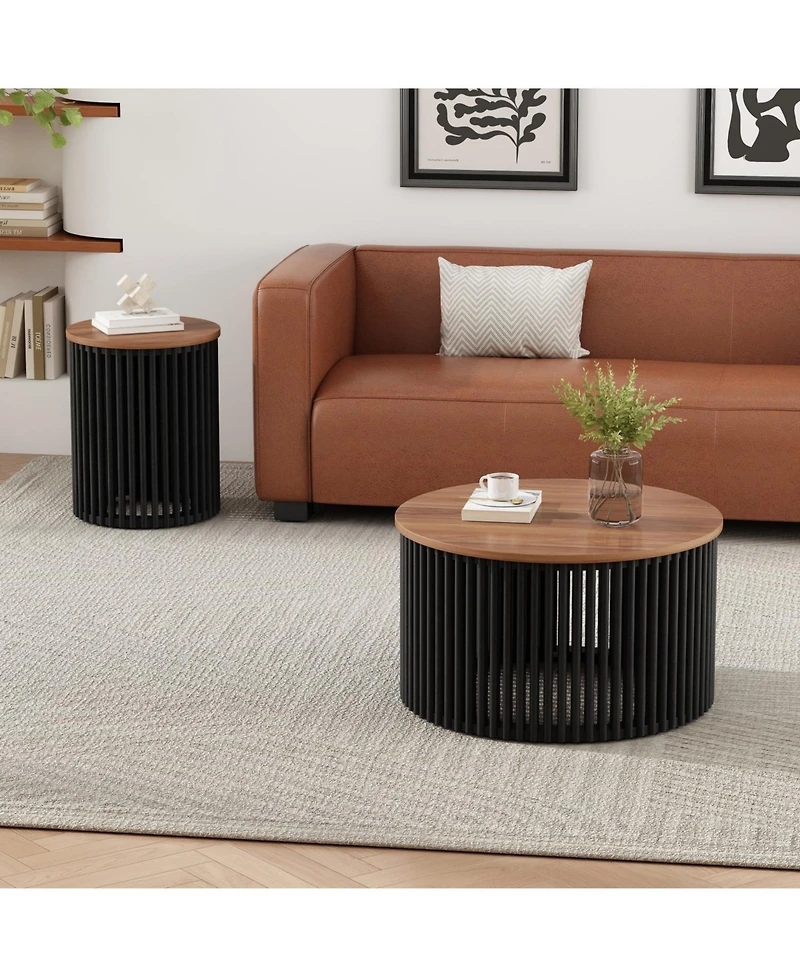 Streamdale Furniture Acacia Wood Side Table - Handcrafted Modern Design