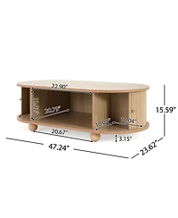 Streamdale Furniture Oval Side Table with Accordion Door & Storage