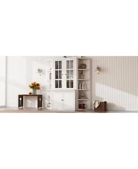 Streamdale Furniture 75" Display Cabinet & Triangle Bookshelves - White