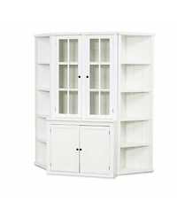 Streamdale Furniture 75" Display Cabinet & Triangle Bookshelves - White