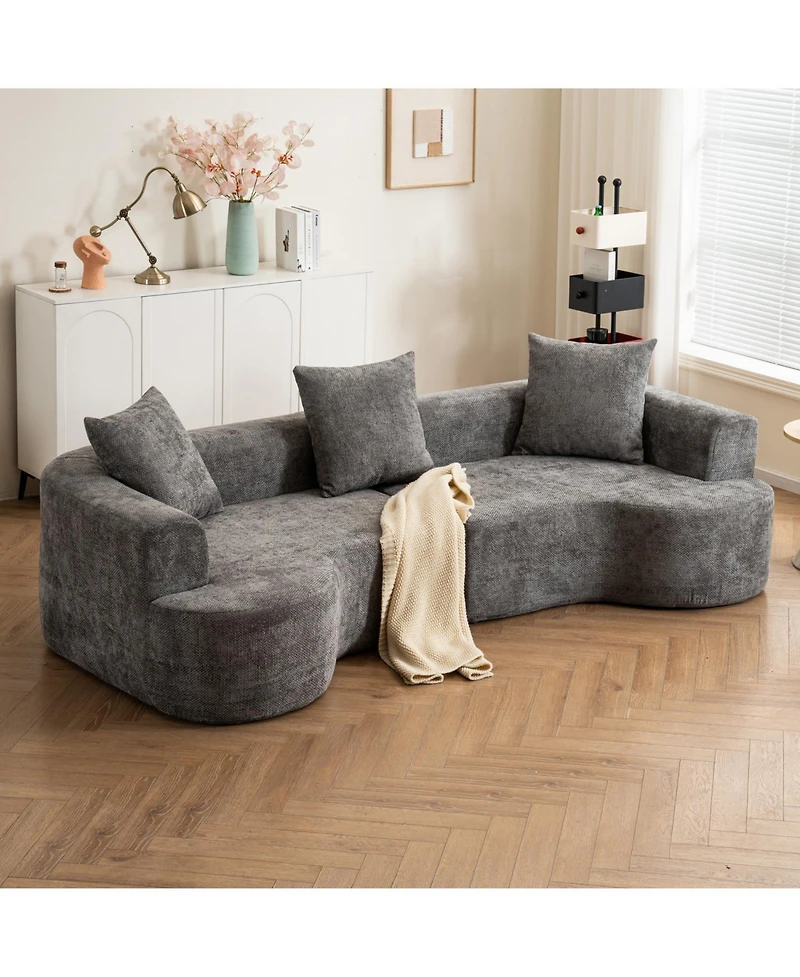 Streamdale Furniture Curved Corduroy Sofa with Pillows