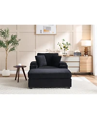 Streamdale Furniture Corduroy Chaise Lounge Sofa with Ottoman & Storage