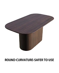 Streamdale Furniture 63" Brown Dining Table with 6 Black Metal Leg Chairs