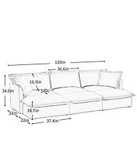 Streamdale Furniture Chenille 3-Seat Sofa with Ottomans