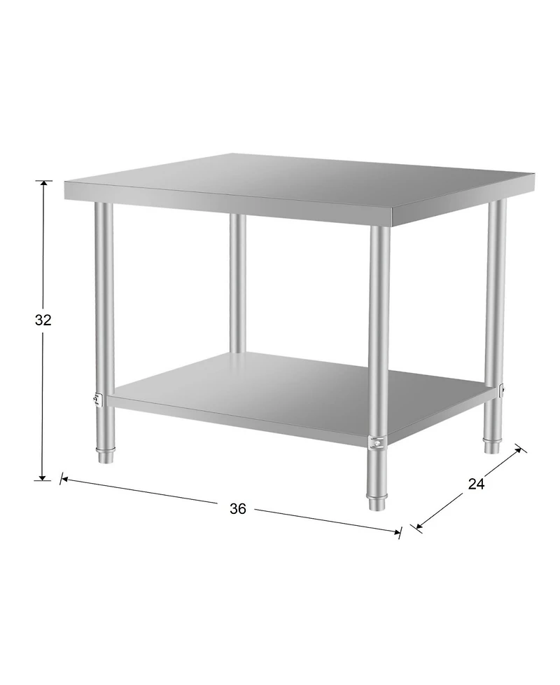 Streamdale Furniture Stainless Steel Kitchen Prep Table w/ Under Shelf