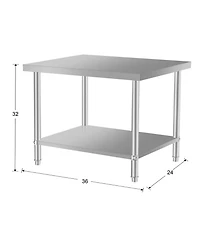 Streamdale Furniture Stainless Steel Kitchen Prep Table w/ Under Shelf