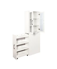 Streamdale Furniture 70.87" Display Cabinet, 4-Tier Pull-Out Shelf, 2 Glass Doors