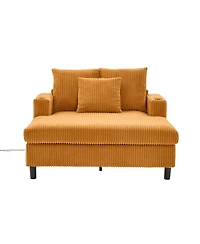 Streamdale Furniture Streamdale Corduroy Oversized Recliner Sofa w/ Usb, Led, Cup Holder