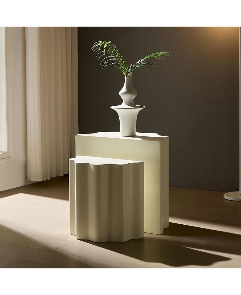 Streamdale Furniture Wavy Edge Side Table Set - Modern End Tables for Living Room/Bedroom