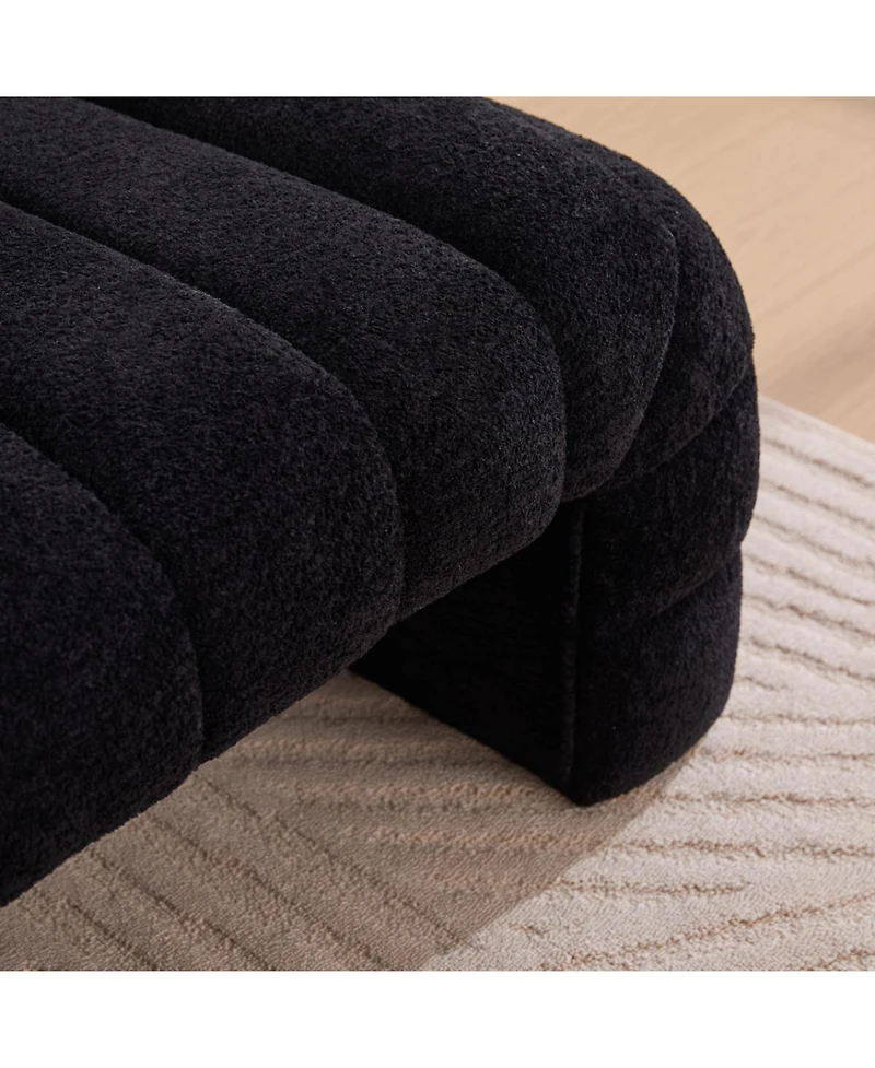 Streamdale Furniture Modern Upholstered Bed Bench, Channel Tufted, Chenille, Black