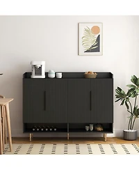 Streamdale Furniture Streamdale Black Sideboard Shoe Cabinet with Adjustable Shelves