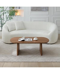 Streamdale Furniture Oval Walnut Coffee Table - Mid Century Modern Accent Table