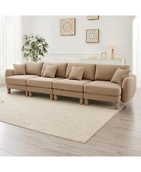 Streamdale Furniture Boucle 4-Seater Sofa, Shell Armrests, Coffee