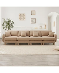 Streamdale Furniture Boucle 4-Seater Sofa, Shell Armrests, Coffee