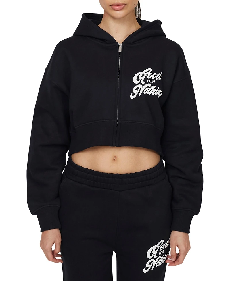 Good For Nothing Women's Funk Relaxed Crop Zip Hoodie