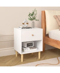 Streamdale Furniture Streamdale 23.22"H Wooden Nightstand with One Drawer One Shelf for Kids