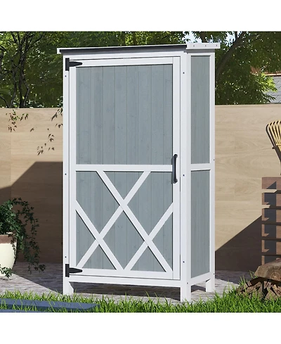 Streamdale Furniture 54" Storage Shed w/ Sloped Roof & 5 Compartments
