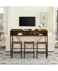 Streamdale Furniture 59" Bar Table Set with Power Led & 3 Stools