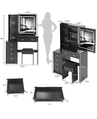 Streamdale Furniture 37" Led Mirror Vanity Table with Stool