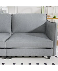 Streamdale Furniture Streamdale 107.8" 3 Seater L-Shaped Sofa Couch with Ottoman & Pockets