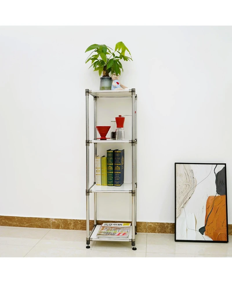Streamdale Furniture Korean 4-Tier Stainless Steel Shelving Unit (49"H x 14.9"W