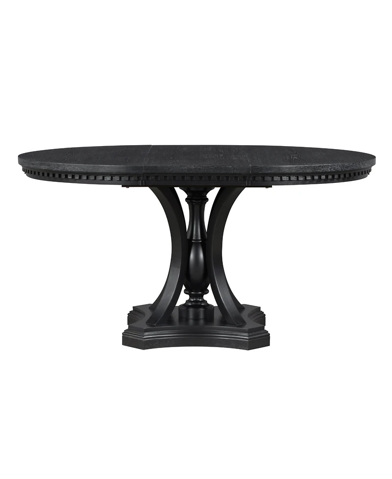 Streamdale Furniture Retro 5-Piece Dining Set - Extendable Round Table & 4 Chairs (Black Oak)